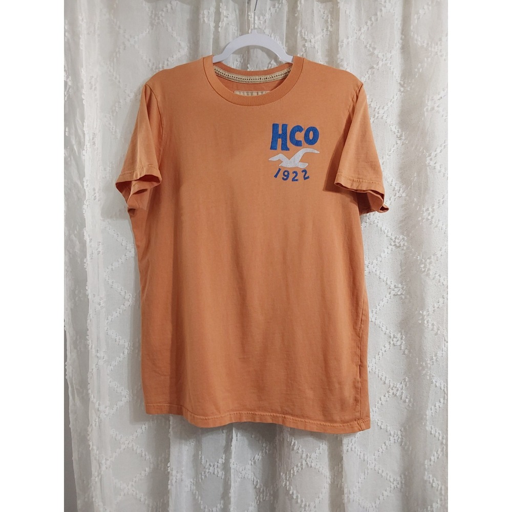 Hollister Mens Orange Graphic T-Shirt XL Surfing HCO 22 South Coast CA Seagull
